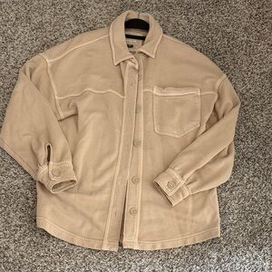 American Eagle Outfitters Beige Button-Down Shirt Jacket